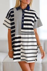 Black striped polo t-shirt dress *