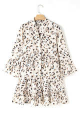Khaki dress with leopard buttoned print on the front *
