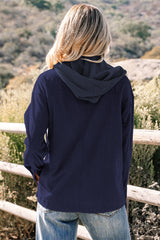 Veste 2-en-1 bleu marine en maille texturée à capuche