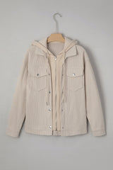 Veste 2-en-1 beige en maille texturée à capuche