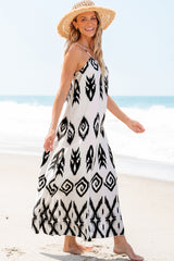 Black summer dress with western aztec print, holiday mode