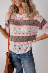 Mid-length sleeve sweater in crochet *