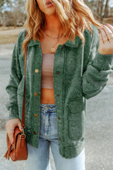 Talked vintage green button jacket with flap pocket