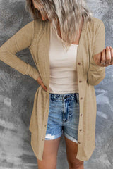 Cardigan ouvert à boutons de couleur unie-A WOMAN WE LOVE