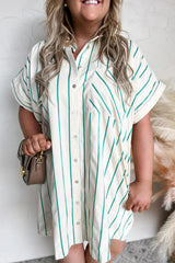 Short shirt with short sleeve buttoned and large stripes for green Saint-Patrick