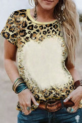 Leopard laundry round neck t-shirt