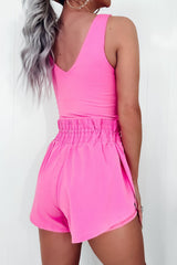 Combi-short uni rose sans manches *-A WOMAN WE LOVE