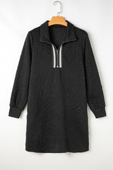 Black right-down mini-darling in jacquard with zipper on a quarter