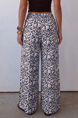 Pantalon large multicolore léopard à taille élastiquée
