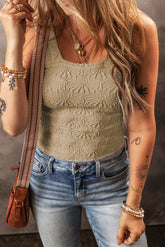 Tiga de tanques en Col Carré en Jacquard Fleuri *