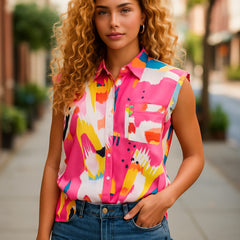 Camisa relajada de altura corta *