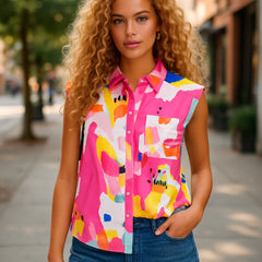 Camisa relajada de altura corta *