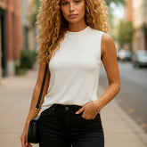 Camiseta de tanque blanca plisada *