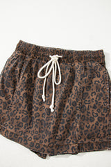 Jupe-short en jean imprimé léopard marron