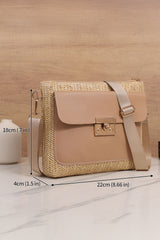 Sac d’épaule beige tressé à poche en simili cuir et sangle réglable