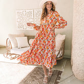 Robe bohème multicolore à col floral *