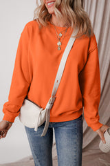 Dropped shoulder terry sweatshirt with solid fleece lining in russet orange