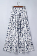 Pantalon décontracté à jambe large et imprimé camouflage