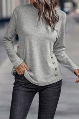 Top de tejer gris con cuello redondo *