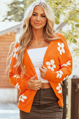 Cardigan ample tricoté à imprimé floral orange *-A WOMAN WE LOVE