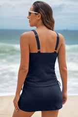 Maillot de bain 2 pièces en tricot côtelé bleu marine