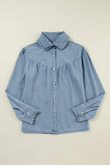 CHAMBRAY shirt folded collar blue twilight *