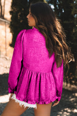 Chemisier babydoll à manches bouffantes et col en V *-A WOMAN WE LOVE