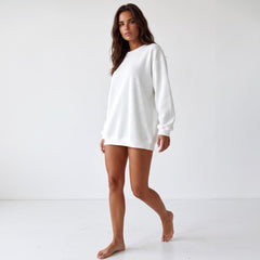 Sweat oversize en velours côtelé blanc