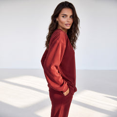 Sweat oversize en velours côtelé rouge Racing