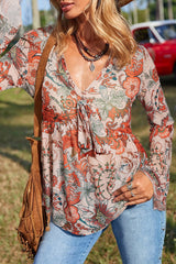 Chemisier orange à imprimé floral et col en V *-A WOMAN WE LOVE