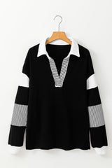 Sweat-shirt noir à rayures color block