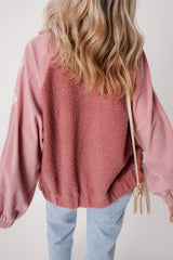 Rose - Lace Patchwork Sherpa Zip Up Jacket with Elastic Cuffs and Zipper
