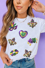 T-shirt relaxed with symbolic pattern from Tuesday Gras with white glitter