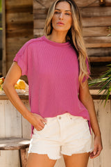 Red Pink Red Knitting T-shirt *