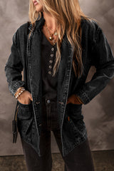 Veste en jean noire avec poches latérales *