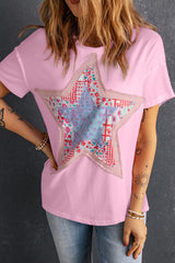 Pink stars patchwork t-shirt