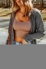 Cardigan boutonné sur le devant avec poches en tricot gris chiné-A WOMAN WE LOVE