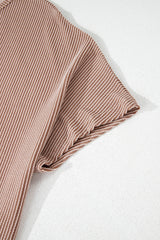 T-shirt en tricot à rayures côtelées grande taille *