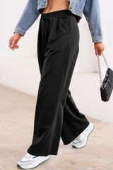 Pantalon de survêtement noir uni, taille haute