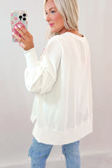 Sweat-shirt oversize blanc à sequins et nœud papillon, haut et bas