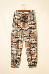 Pantalon à taille élastique et cordon de serrage imprimé camouflage