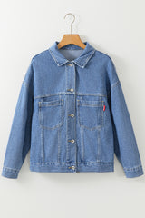 Chaqueta de mezclilla en tiempo extra con bolsillos azules