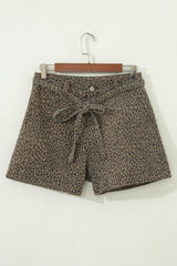 Short en jean ample à imprimé léopard noir