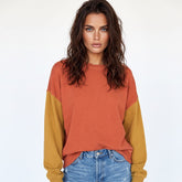 Gold Flame Two-Tone Patchwork Drop Shoulder Sweatshirt