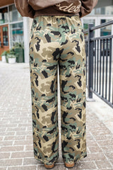 Pantalon ample multicolore camouflage à cordon et poches latérales