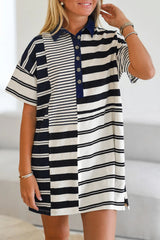 Black striped polo t-shirt dress *