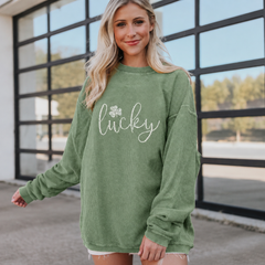 St Patrick ribbed sweatshirt with clover pattern *