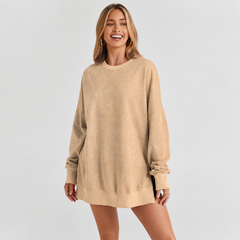 Sudadera de color caqui de gran tamaño con hombro caído y borde acanalado