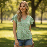 Chemisier à col en V à imprimé floral *