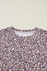 Tenue 2 pièces avec haut côtelé à manches longues et short à cordon de serrage léopard kaki